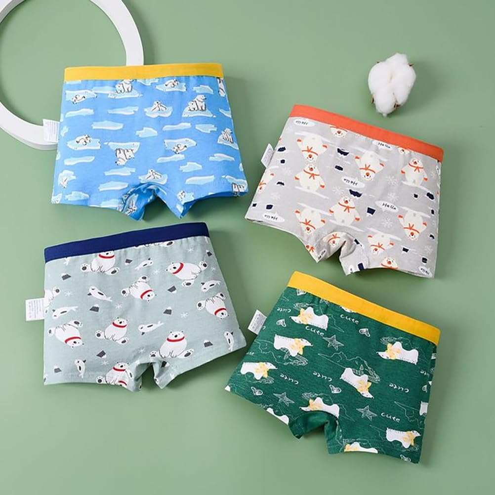 JackLoveBriefs Jungen Baumwoll-Boxershorts Dinosaurier Eisbär Kleinkind Kinder Unterwäsche 12er-Pack, 3-5 Jahre, Blau, Größe: M