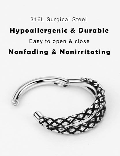 TDEBA Conch Piercing Schmuck, 316L Chirurgenstahl Segment Nasenring, CZ Knorpel Ohrringe, Lippenring, Segment Helix Rook Nahtloser Clicker Piercing Schmuck