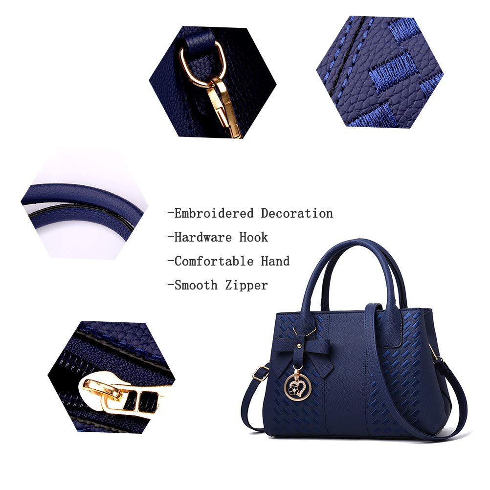 Jeniulet Geldbörsen und Handtaschen für Damen Mode Damen PU-Leder Top-Griff Satchel Schulter Tragetaschen Dunkelgrau 10.2" x 3.9" x 7.9"