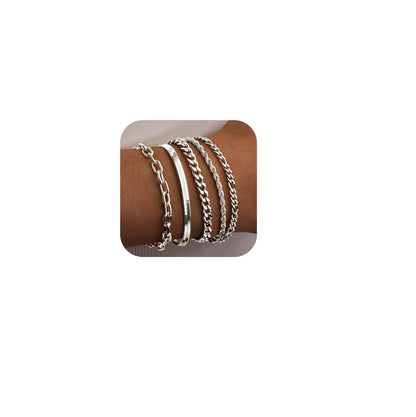 Goldarmbänder für Frauen Stapel Nicht Anlaufen, 14K Vergoldete Stapelbare Armbänder Set für Frauen Trendy, Wasserdicht Einfacher Schmuck Sets Geschenke Inklusive Perlen-/Kuban-/Büroklammer-/Fischgräten-/Seilglieder-Kette, Modeaccessoires