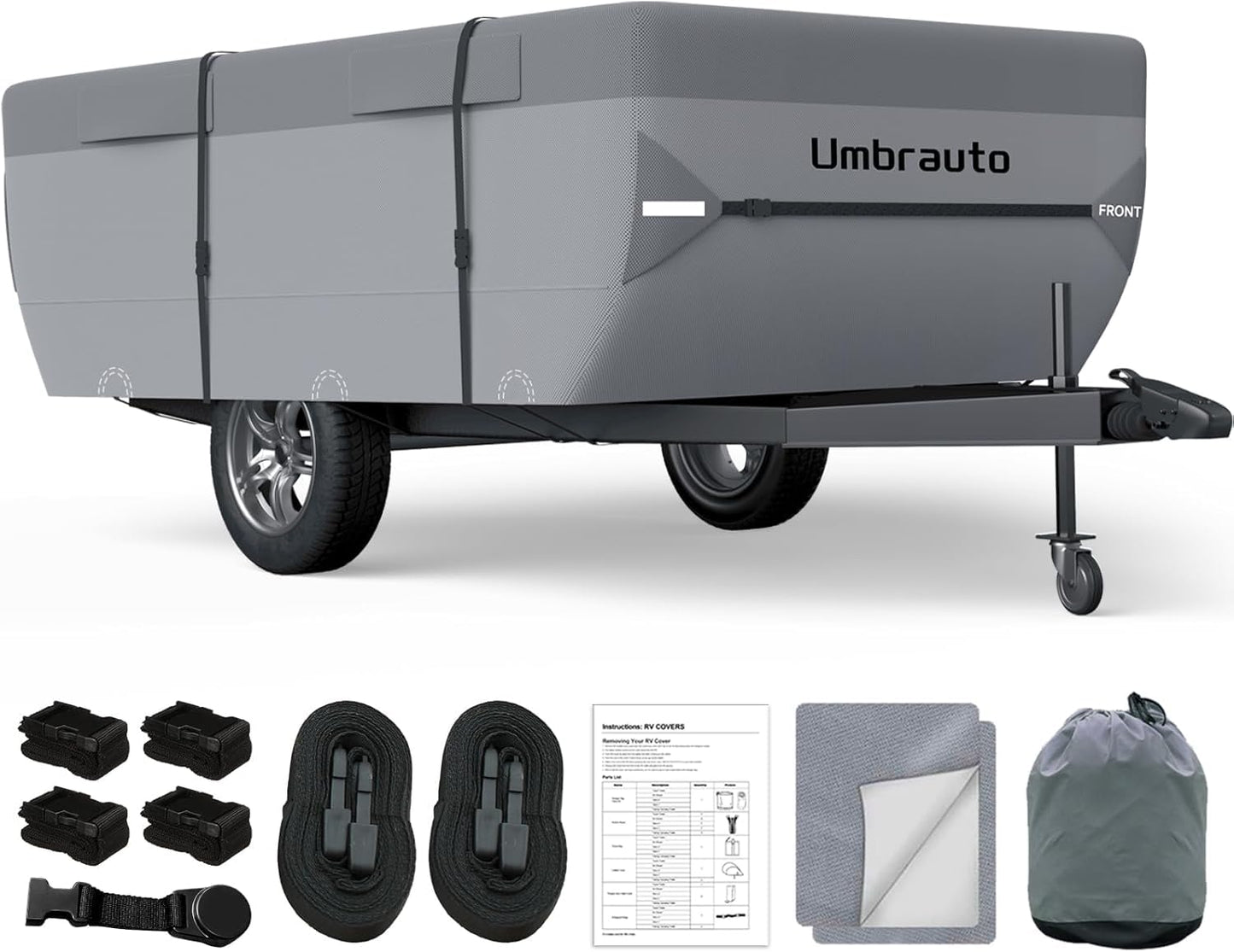Umbrauto Class C RV Cover Fits 29-32’, Class C Motorhome Camper Cover, Heavy Duty 7 Layers Top Windproof Breathable RV Cover with 3Pcs Extra Straps, Adhesive Repair Patches, 6 Gutter Covers