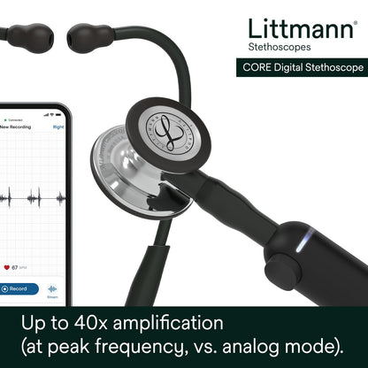 3M Littmann CORE Digital Stethoscope, Our Most Advanced Stethoscope Yet, Up To 40x Amplification, Active Noise Cancellation, In-App Sound Wave Visualization, High Polish Copper Chestpiece, 8870