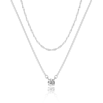Tewiky Dainty 14k Gold Plated/Silver Cubic Zirconia Necklaces for Women, Simple CZ Jewelry Necklaces Trendy Gifts