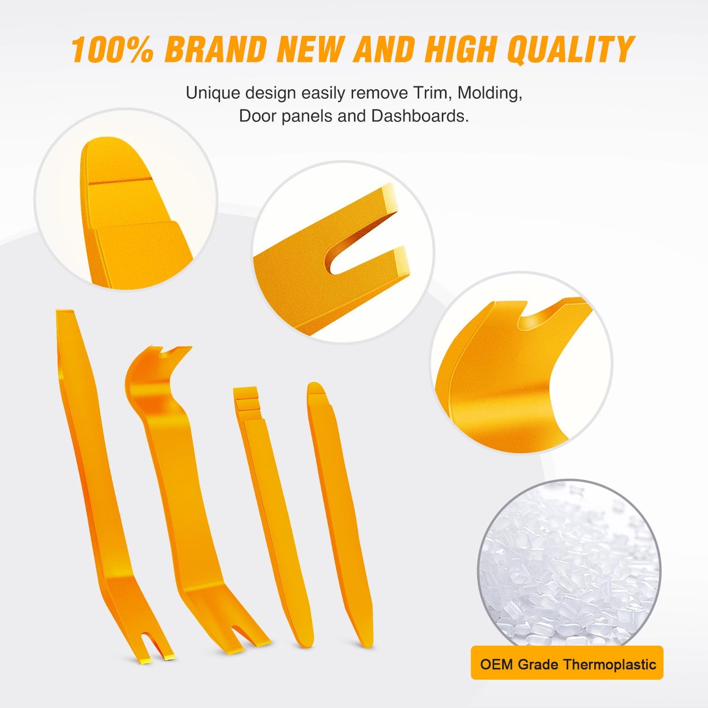 GOOACC 5PCS Auto Trim Removal Tool Kit No-Scratch Pry Tool Kit for Car Door Clip Panel & Audio Dashboard Dismantle -5PCS
