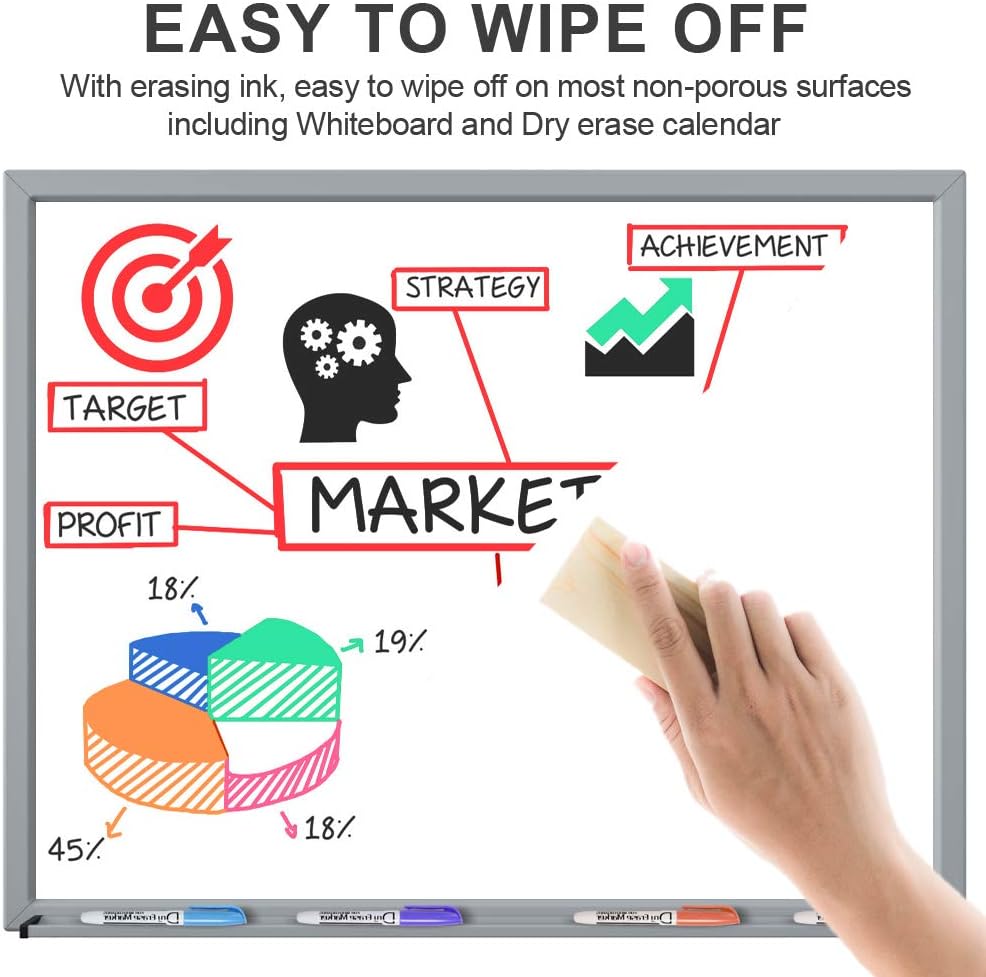 Dry Erase Markers Low Odor Fine Whiteboard Markers Thin Box of 12，10 Colors