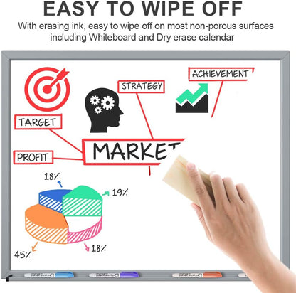 Dry Erase Markers Low Odor Fine Whiteboard Markers Thin Box of 12，10 Colors