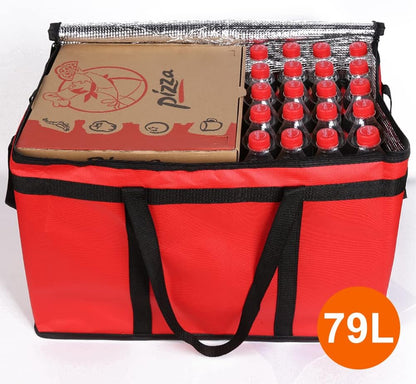 Bodaon Isolierte Essensliefertasche - Warm- & Kalthaltetransporttasche, Catering/Doordash Pizzawärmer, Einkaufstasche, Kühltasche für Partys (Schwarz-Rot, 1 St.), Ideal für den Transport warmer Speisen