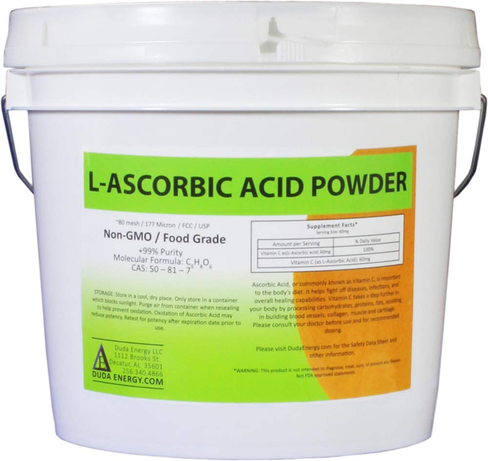 55 lb Bag of L-Ascorbic Acid Powder 99+% Food Grade USP36/BP2012 Naturally Fermented Pure White Crystals Form of Vitamin C