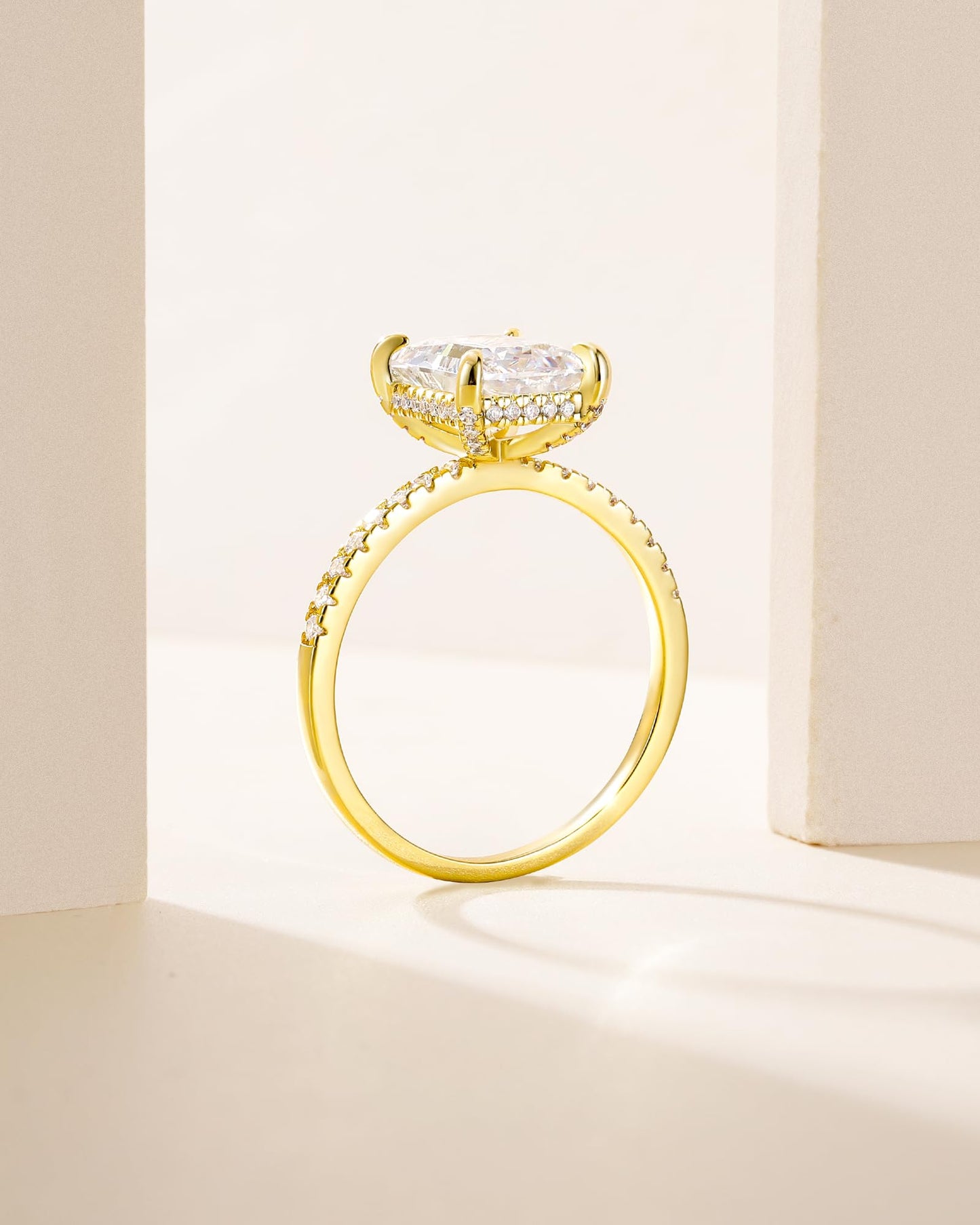 TIGRADE 4-Karat-Verlobungsring für Damen, Radiant-Schliff, Zirkonia, Ehering, CZ-Verlobungsring, Jahrestagsring, Größe 3-13, Silber, Größe 5
