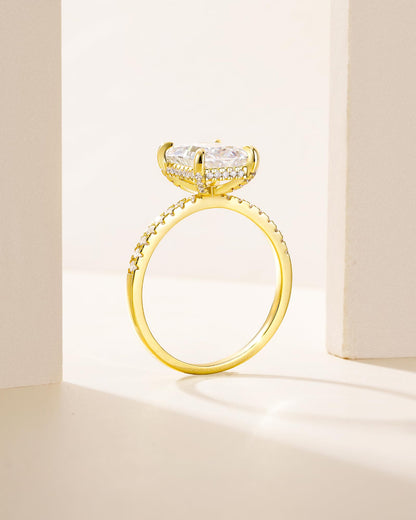 TIGRADE 4-Karat-Verlobungsring für Damen, Radiant-Schliff, Zirkonia, Ehering, CZ-Verlobungsring, Jahrestagsring, Größe 3-13, Silber, Größe 5
