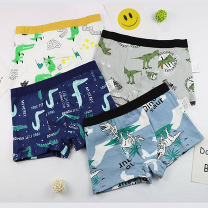 JackLoveBriefs Jungen Baumwoll-Boxershorts Dinosaurier Eisbär Kleinkind Kinder Unterwäsche 12er-Pack, 3-5 Jahre, Blau, Größe: M