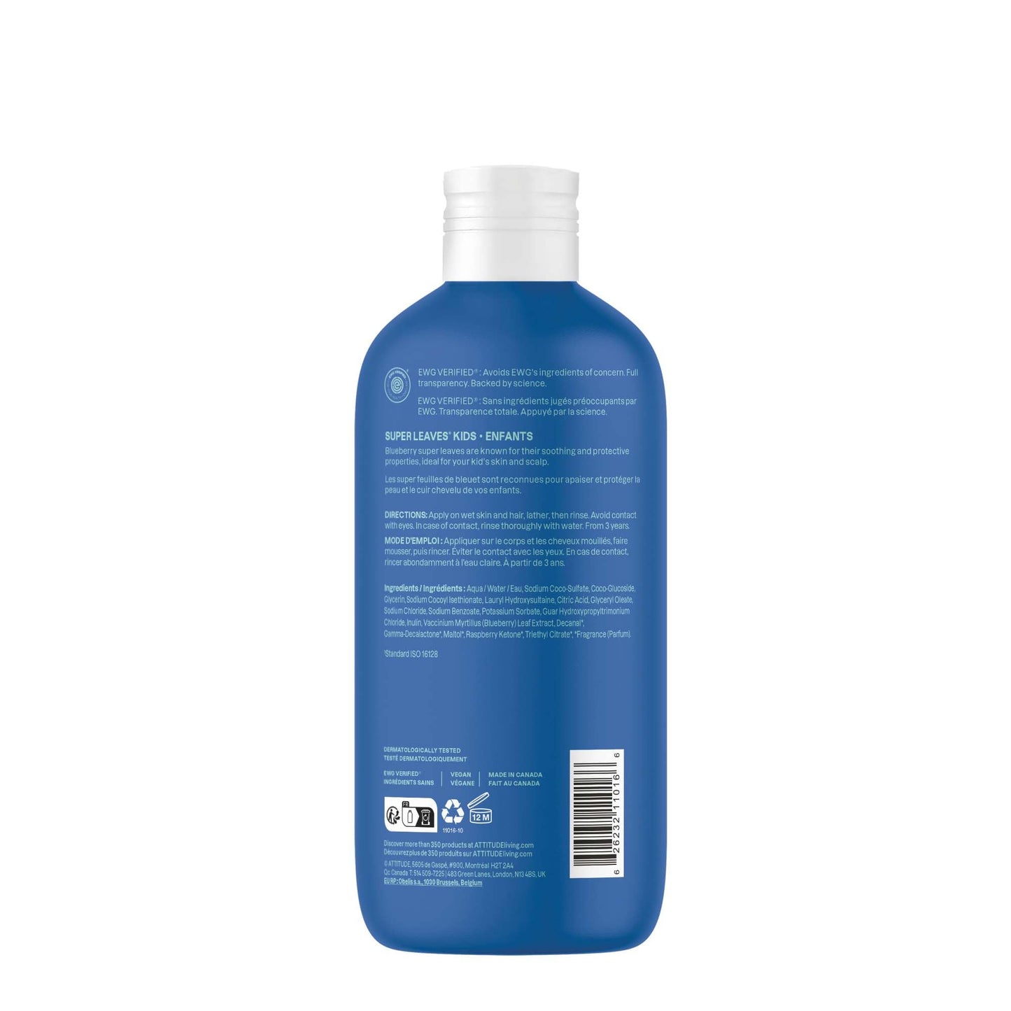 ATTITUDE Shampoo und Duschgel für Kinder, Hergestellt in Kanada, EWG Verifizierter Haar- und Körperreiniger, Dermatologisch Getestete Seife, Pflanzliche und Mineralische Badeprodukte, Vegan, Vanille & Birne, 473 mL