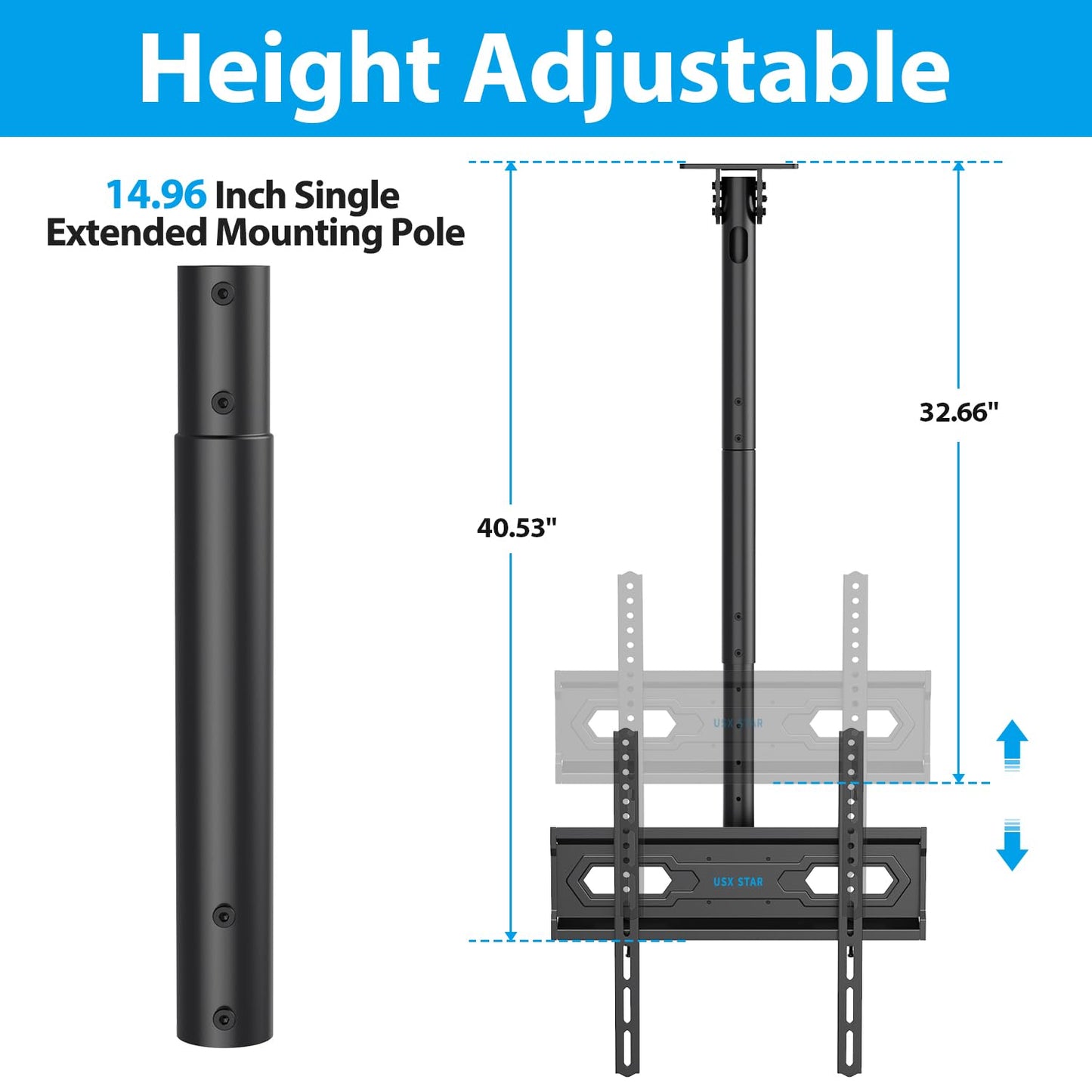 USX STAR Corner TV Wall Mount Long Arm TV Mount Bracket for 37-84 Inch TVs, Full Motion TVs Wall Mounts with 32” Articulating Arms Extension & Tilt & Swivel, Max VESA 600x400mm, Holds up to 100 lbs
