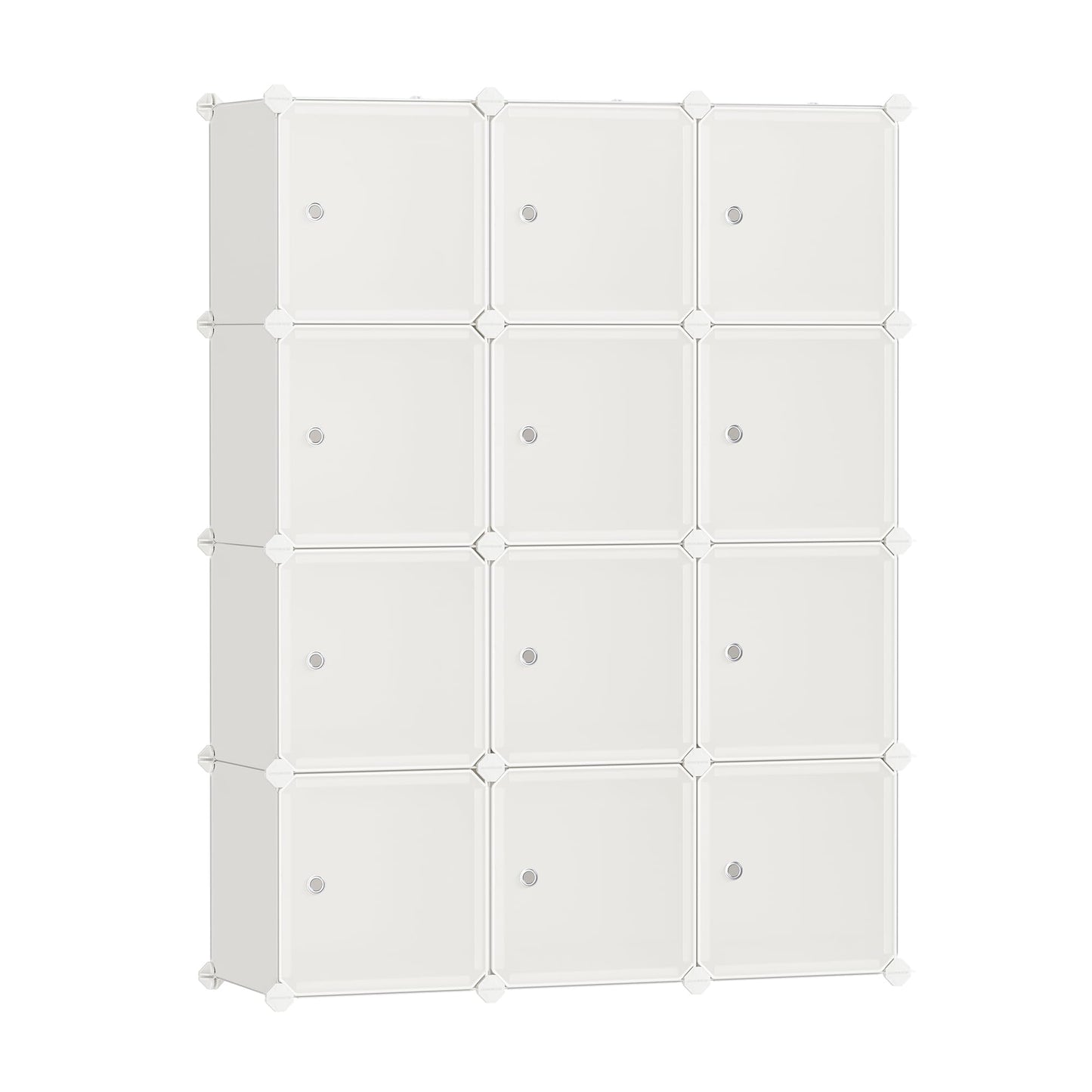 SONGMICS Cube Storage Organizer, Set of 16 Plastic Cubes, Closet Organizers and Storage, Room Organization, Bedroom Living Room, 12.2 x 48.4 x 48.4 Inches, Rustic Brown ULPC442A01