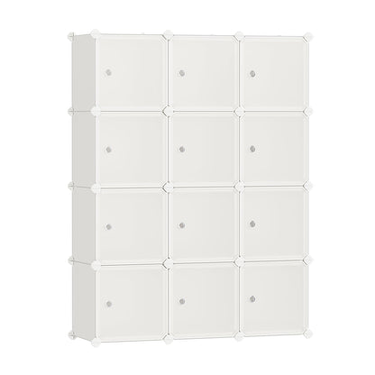 SONGMICS Cube Storage Organizer, Set of 16 Plastic Cubes, Closet Organizers and Storage, Room Organization, Bedroom Living Room, 12.2 x 48.4 x 48.4 Inches, Rustic Brown ULPC442A01