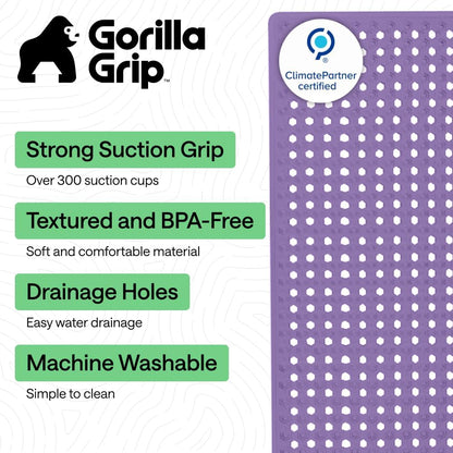 GORILLA GRIP Patentierte Badewannen-Duschmatte, Maschinenwaschbare Badewannenbodenmatte, Saugnäpfe und Abflusslöcher für saubere Wannen, Badezimmer-Essentials, 89x41 cm, Transparent