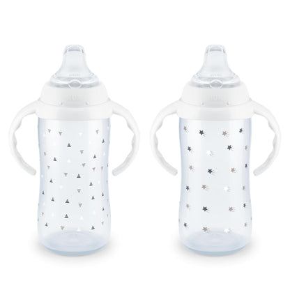 NUK First Choice Large Learner Cup 2.0, 10 oz. Sippy Cup with Handles, Spill Proof, Leak Proof Soft Straw Cup, 2-Pack
