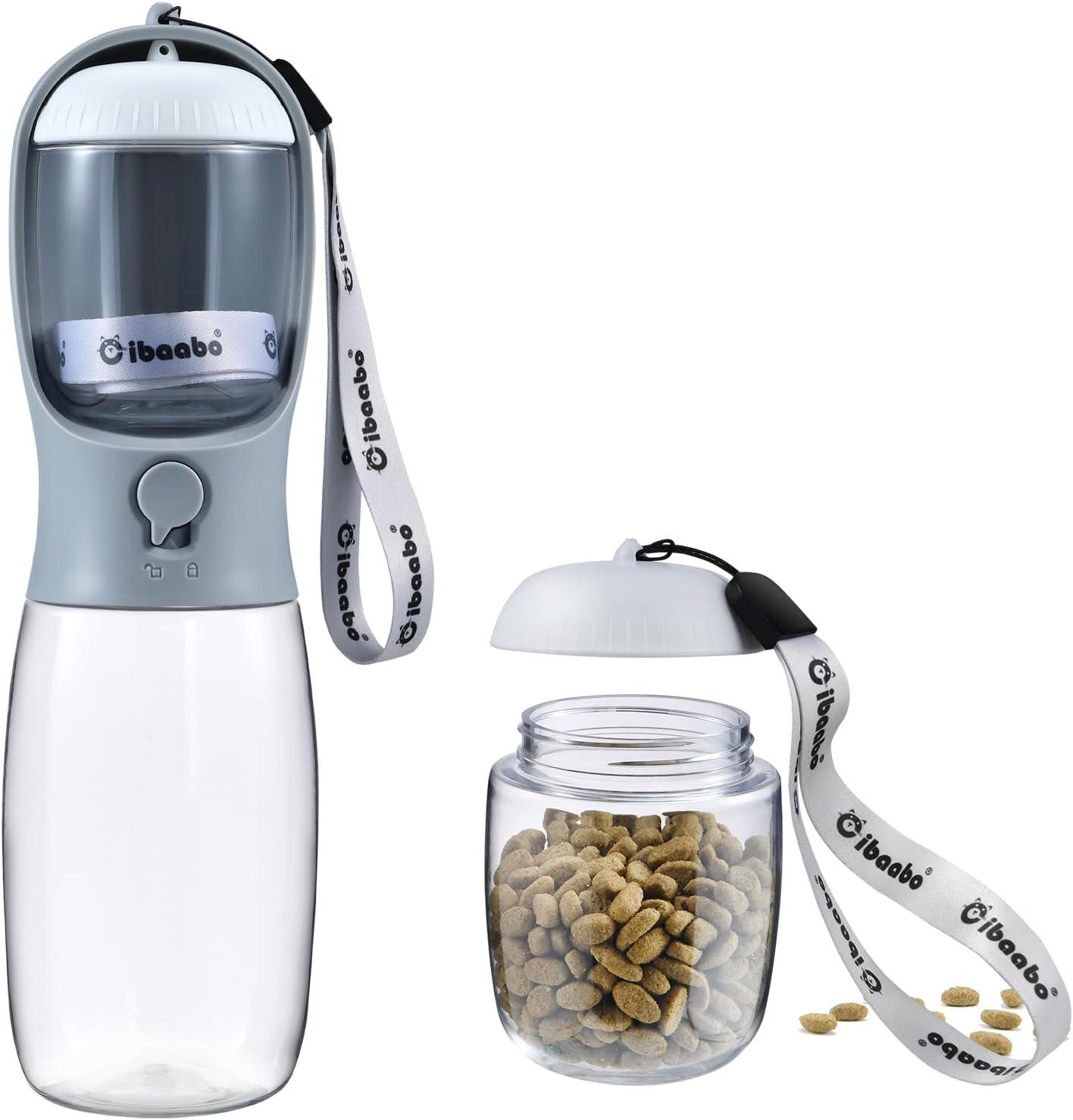 Cibaabo Dog Water Bottle with Food Container, Travel Puppy Water Bowl, Portable Pet Dispenser, Dog Gift Stuff Accessories Items, Puppy Essentials Necessities for Yorkie Cat Walking and Hiking