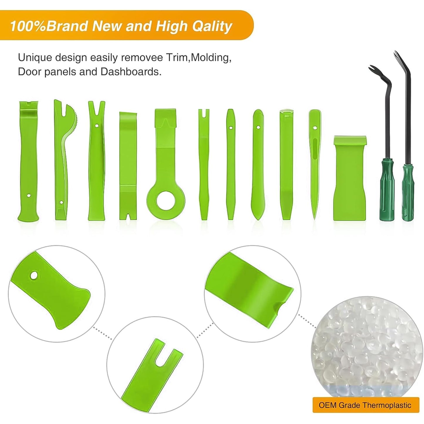 GOOACC 5PCS Auto Trim Removal Tool Kit No-Scratch Pry Tool Kit for Car Door Clip Panel & Audio Dashboard Dismantle -5PCS