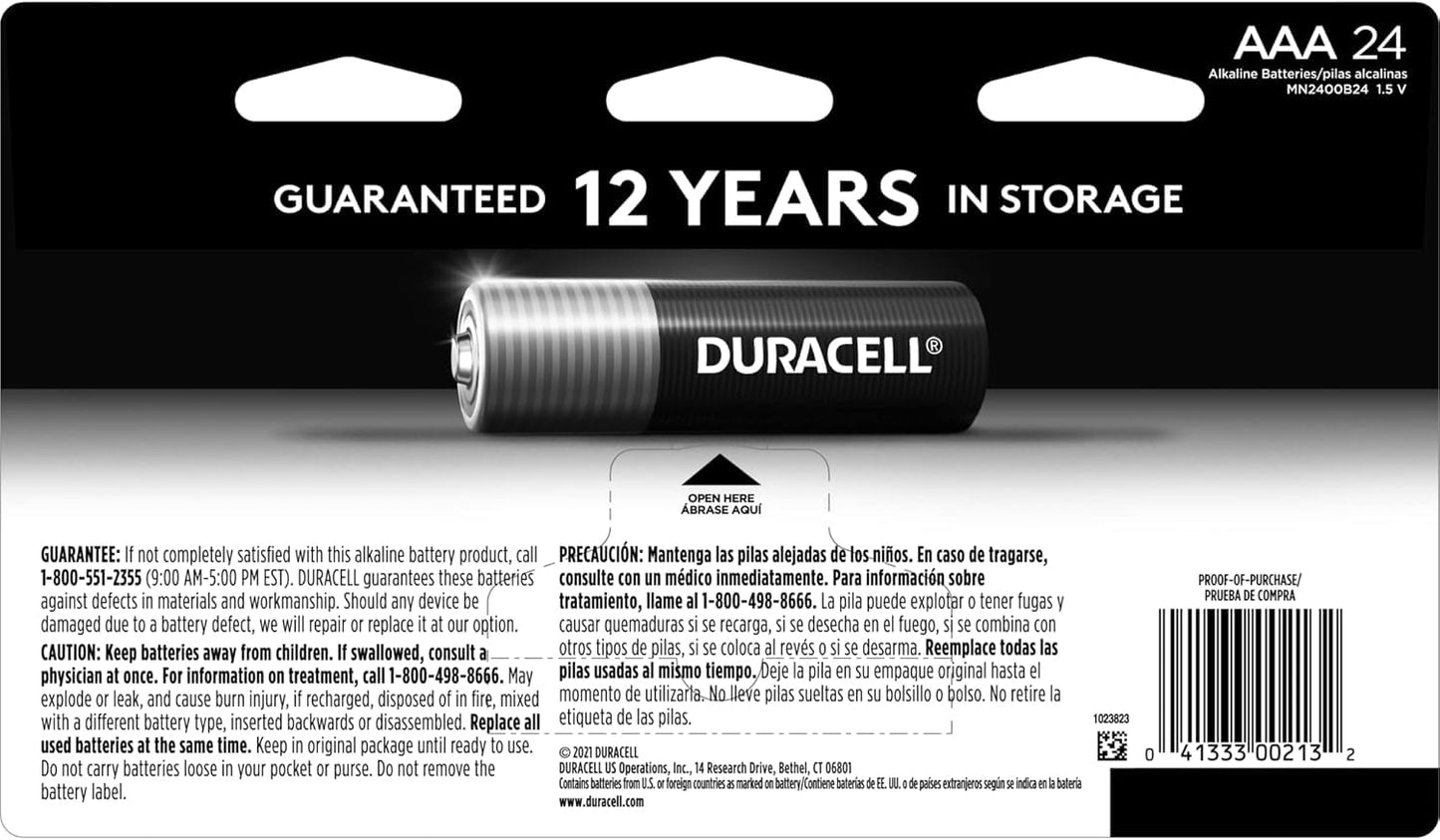 Duracell Coppertop AAA Batterien mit Power Boost Inhaltsstoffen, 24er Pack Triple A Batterien mit langanhaltender Leistung, Alkaline AAA Batterien für Haushalts- und Bürogeräte