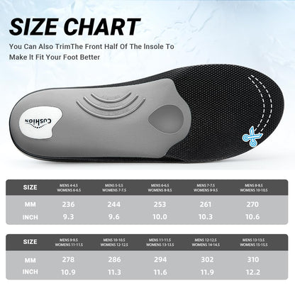 VALSOLE Heavy Duty Support Pain Relief Orthotics - 220+ lbs Plantar Fasciitis High Arch Support Insoles for Men Women, Flat Feet Orthotic Insert, Work Boot Shoe Insole, Absorb Shock with Every Step