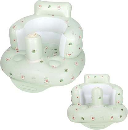 Aufblasbarer Babysitz, aufblasbarer Babystuhl für Babys ab 3 Monaten, aufblasbarer Sommerstuhl mit integrierter Luftpumpe, Baby-Bodensitz zum Sitzenlernen, Spielen, Campen, Orange