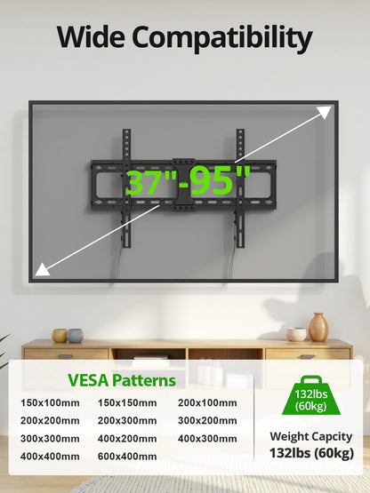 Full Motion TV Wall Mount for Most 37"-84" Flat Screen TV, Swivel or Tilt TV Wall Bracket with Dual Articulating Arms, for 12"-16" Wood Studs, Max VESA 600x400mm, Load 120 lbs by USX MOUNT