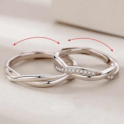 OOOPEL Sterlingsilber Verstellbarer Ring S925 Silberringe für Frauen Zirkonia Twist Liebesknoten Zarter Ring Silber Minimalistischer Offener Fingerring Silber Daumen Sterlingsilberring