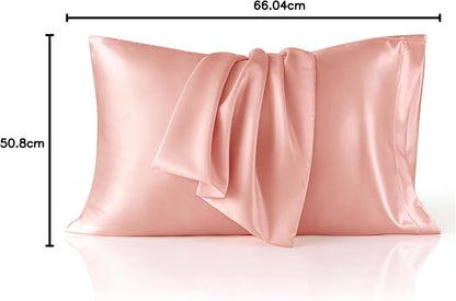 Bedsure Satin-Kissenbezug, Queen-Size, 2er-Pack, Seidenkissenbezügen ähnlich, seidige Kissenhüllen mit Hotelverschluss, Raumdeko, Valentinsgeschenke für Frauen und Männer, Grau, 50x75 cm