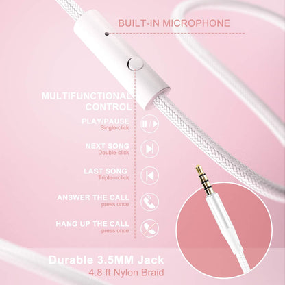 LORELEI X6 Over-Ear Kabelgebundene Stereo-Bass-Kopfhörer mit Mikrofon, Leicht, Faltbar & Portabel mit 1,45M Kabel ohne Verheddern für Smartphone, Tablet, MP3/4, Space Black