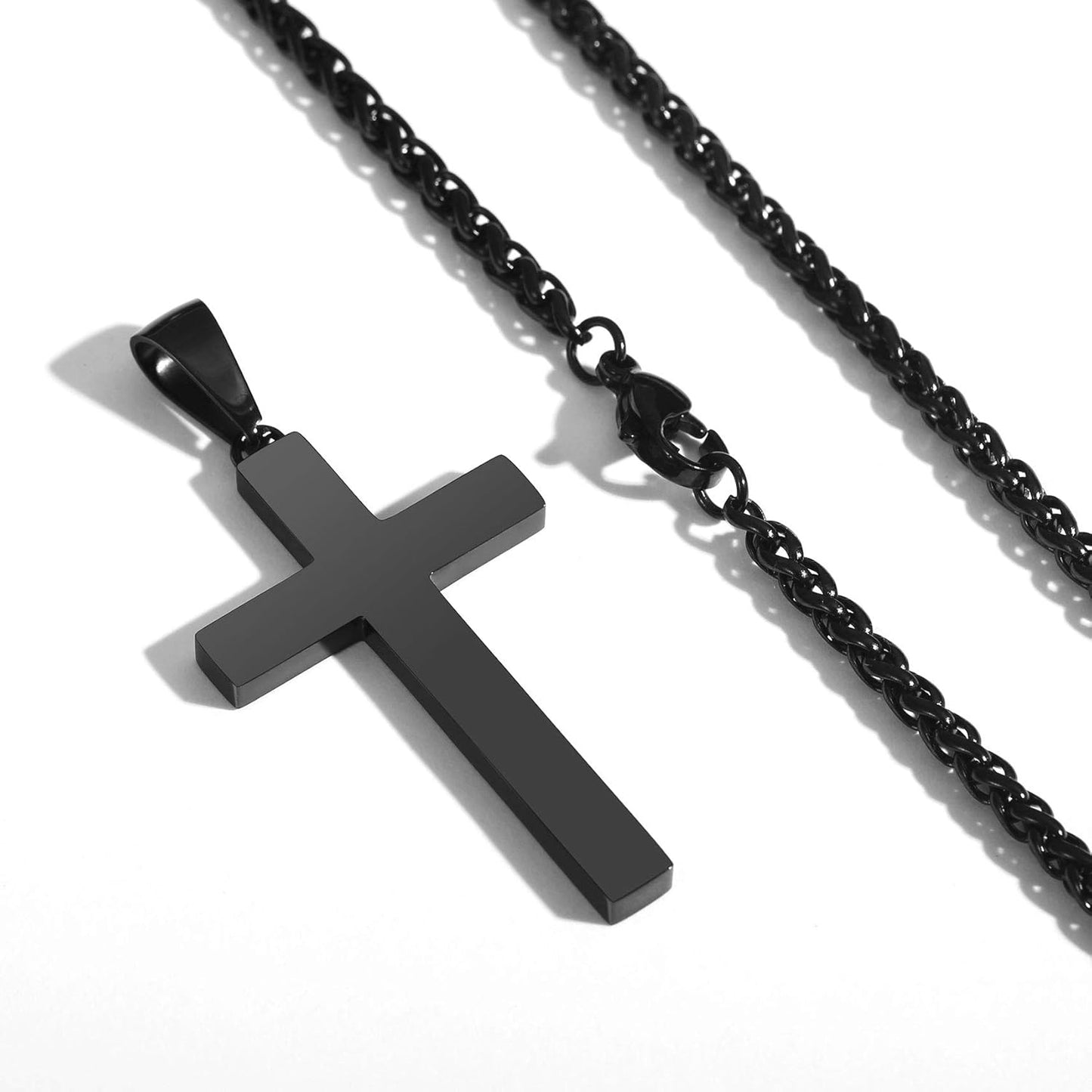 P. Blake Edelstahl Kreuz Anhänger Halskette für Männer Jungen, Christliches Kreuz Anhänger mit 61 cm Kette