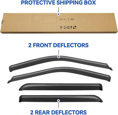 Window Visors Rain Guards for 2015-2026 Ford F150 SuperCrew & 2017-2026 F-150 Raptor F250 F350 F450 F550 Super Duty Crew Cab, Out-Channel Window Vent Deflectors Visors Shades Protectors