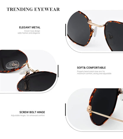 KALIYADI Sonnenbrillen für Damen und Herren Polarisiert Hexagon Damensonnenbrillen Trendy Metallrahmen UV-Schutz (Gold Rahmen Grau Linse)