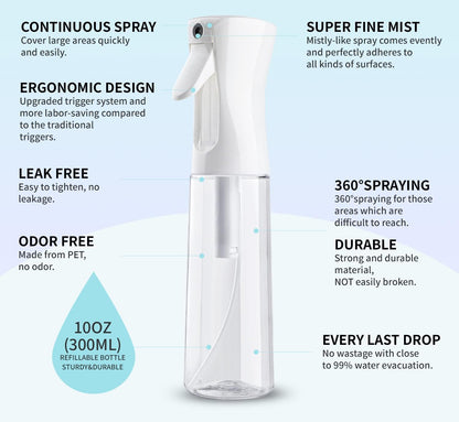 TANSHINE Kontinuierliche Haar Pflanze Mister Sprühflasche Fein Leer Klein Nebelsprühflaschen Nebelsprüher Wasser Alkohol Reinigungs Sprühnebel Flasche für Lockenhaar Styling Produkte,Pflanzen, 200ml,Klar