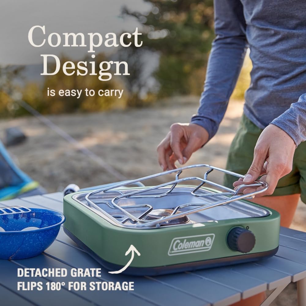 Coleman Cascade 3-in-1 Outdoor Camp Stove, Portable Cooktop with Included Cast-Iron Grill & Griddle Accessories, 24,000 BTUs of Power for Camping, Tailgating, Grilling