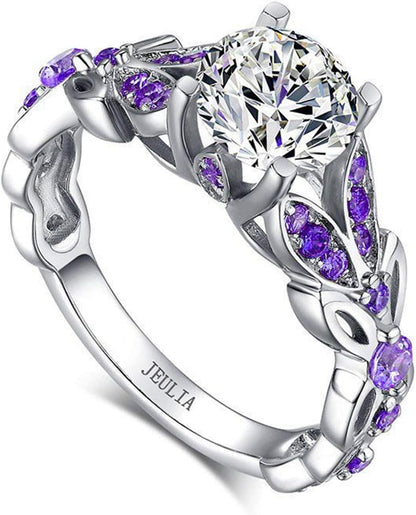 4.3 Carat Butterfly Ring 925 Sterling Silvers Crystal Ring Topaz Rings Bridal Rings Set for Women Wedding Engagement Promise With Jewelry Box