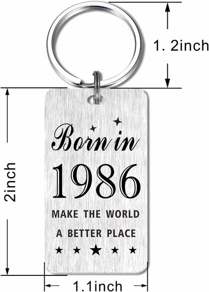 Gezxin Happy Birthday Schlüsselanhänger Geschenke für Frauen Männer - Personalisierter Edelstahl Geburtstagsschlüsselanhänger - Mach die Welt zu einem besseren Ort