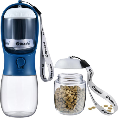 Cibaabo Dog Water Bottle with Food Container, Travel Puppy Water Bowl, Portable Pet Dispenser, Dog Gift Stuff Accessories Items, Puppy Essentials Necessities for Yorkie Cat Walking and Hiking