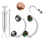 Opal Nose Ring Studs Horseshoe Nose Rings Hoops Stud 316L Stainless Steel Nose Rings Round CZ Square Screw L Shaped Nose Stud Hypoallergenic Nostril Piercing Jewelry for Women Men
