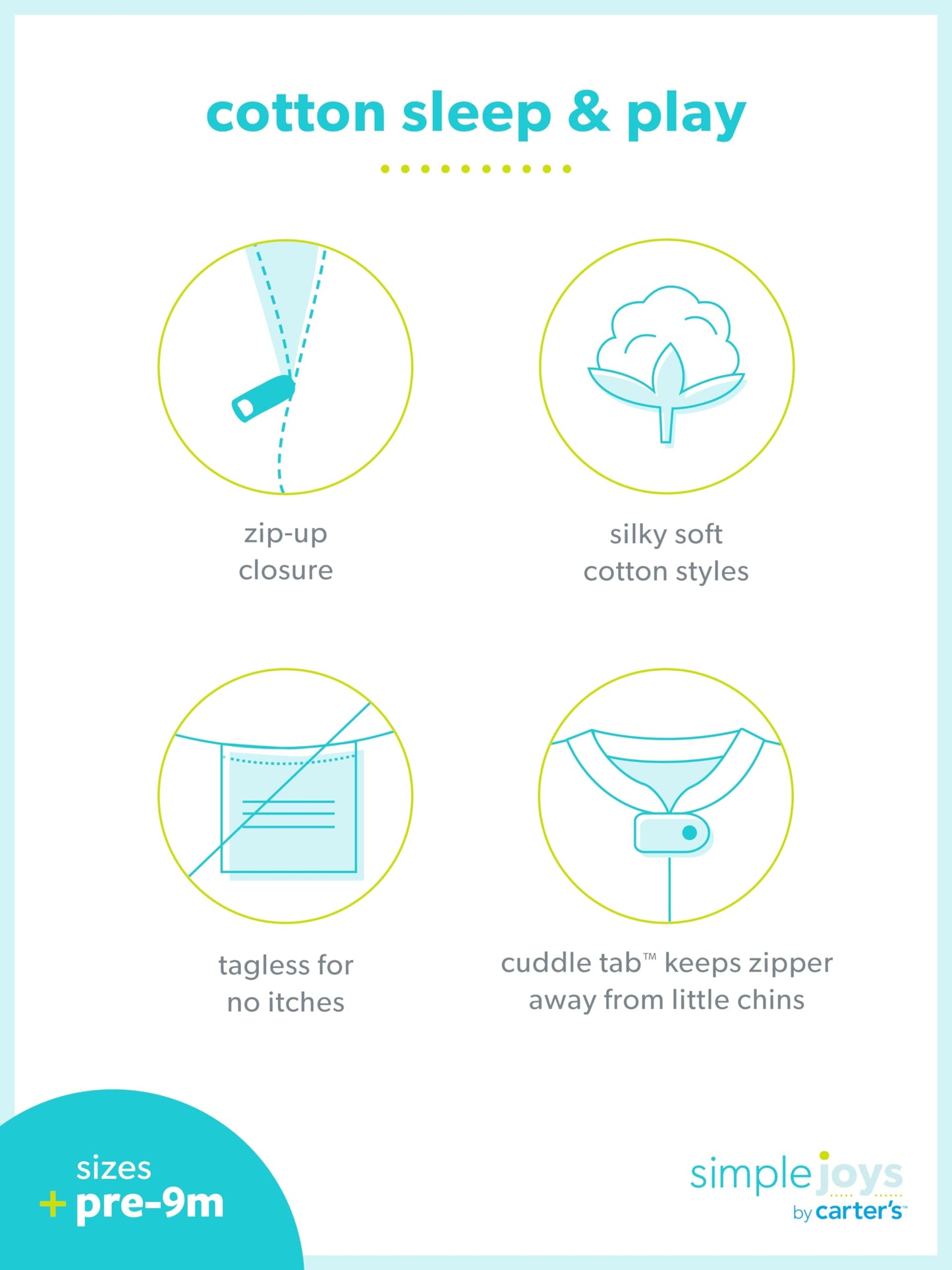 Simple Joys by Carter's Unisex Baby-Schlafoverall mit Füßen aus Baumwolle, 3er-Pack, Bär/Lama/Regenbogen, 3-6 Monate