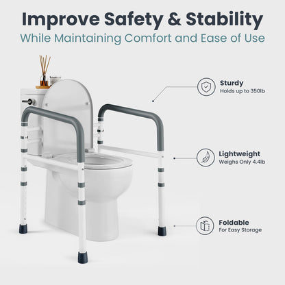 PELEGON Toilet Safety Rails (350 lb) - Adjustable Toilet Safety Frame & Rails, Toilet Safety Rail for Elderly Adults, Toilet Handles for Seniors, Toilet Bars for Elderly & Handicap