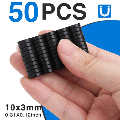 TRYMAG Klein 10x3mm 50 Stück Seltenerdmagnete, 50 Stück Winzige Runde Kühlschrankmagnete für Whiteboard, Kühlschrank, DIY, Küche, Büro