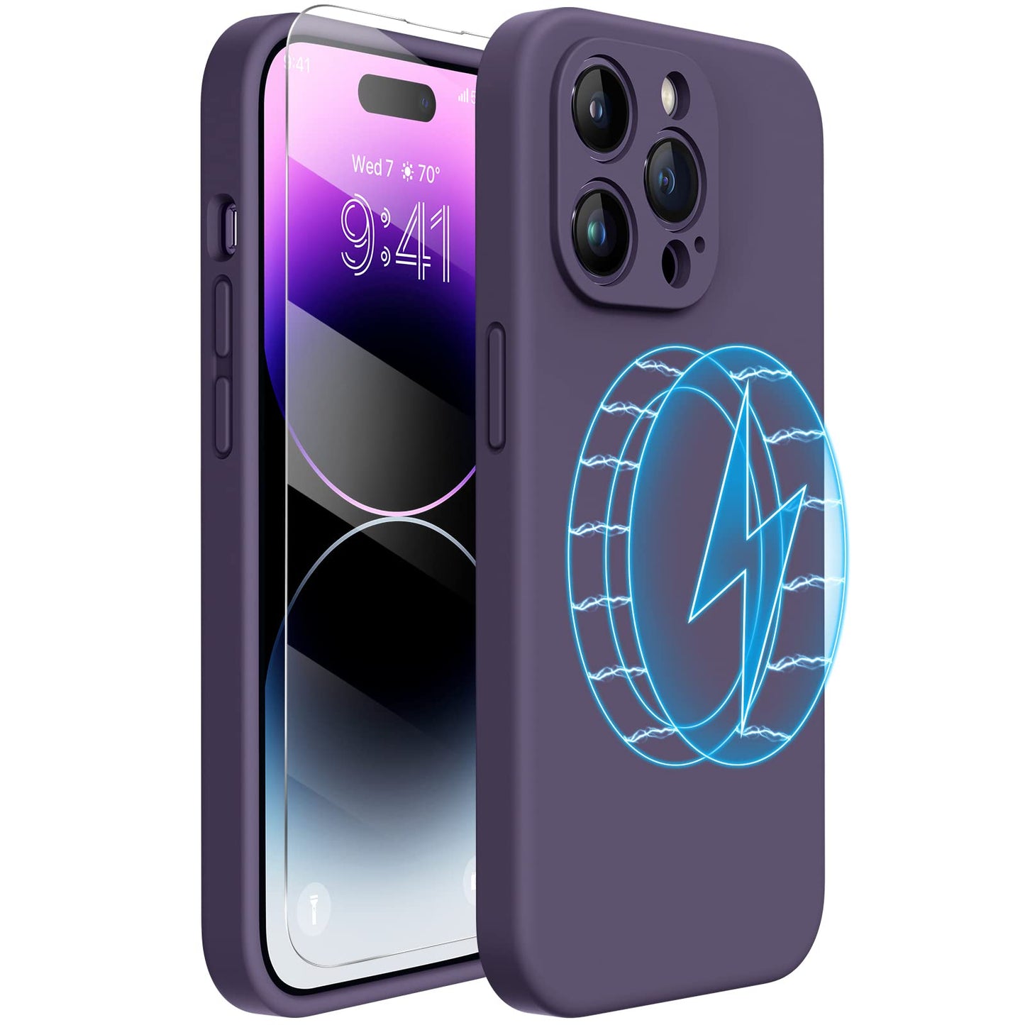 Miracase Magnetic for iPhone 17 Pro Case, Compatible with MagSafe, Integrated Silicone Camera Control Cover, 3.0mm Thicken Shockproof Drop Protection Phone Case for 17 Pro,Dark Blue