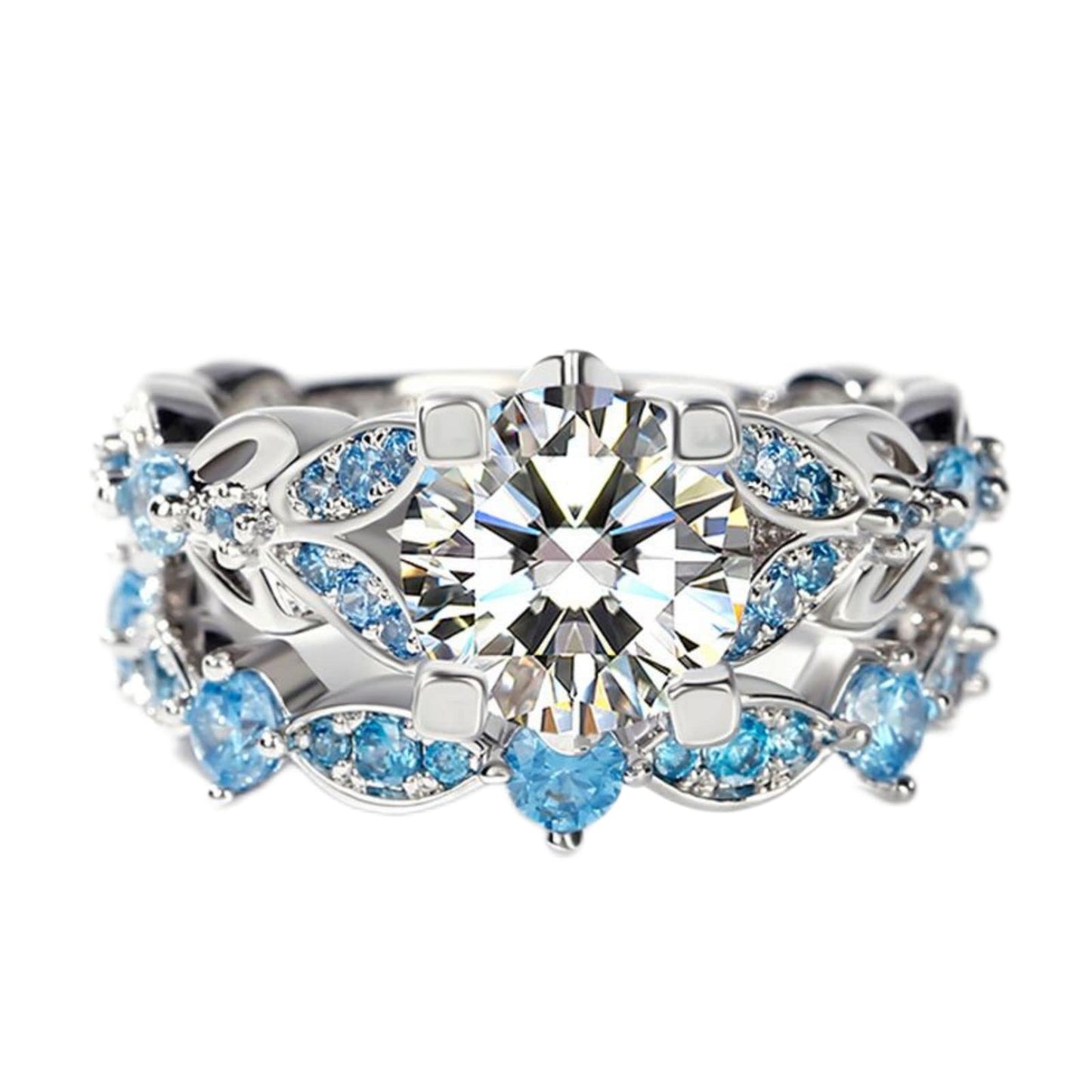 4.3 Carat Butterfly Ring 925 Sterling Silvers Crystal Ring Topaz Rings Bridal Rings Set for Women Wedding Engagement Promise With Jewelry Box