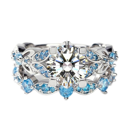 4.3 Carat Butterfly Ring 925 Sterling Silvers Crystal Ring Topaz Rings Bridal Rings Set for Women Wedding Engagement Promise With Jewelry Box