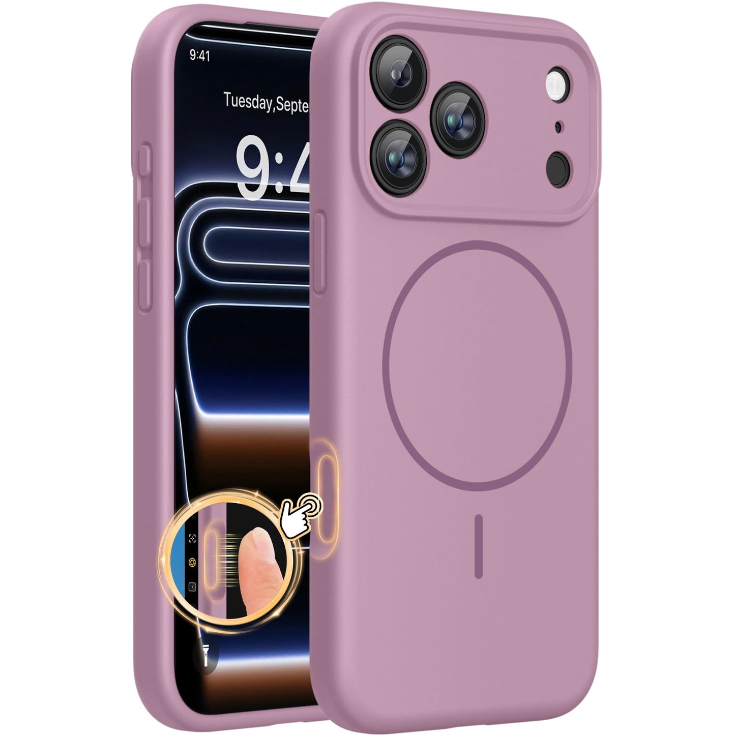 Miracase Magnetic for iPhone 17 Pro Case, Compatible with MagSafe, Integrated Silicone Camera Control Cover, 3.0mm Thicken Shockproof Drop Protection Phone Case for 17 Pro,Dark Blue