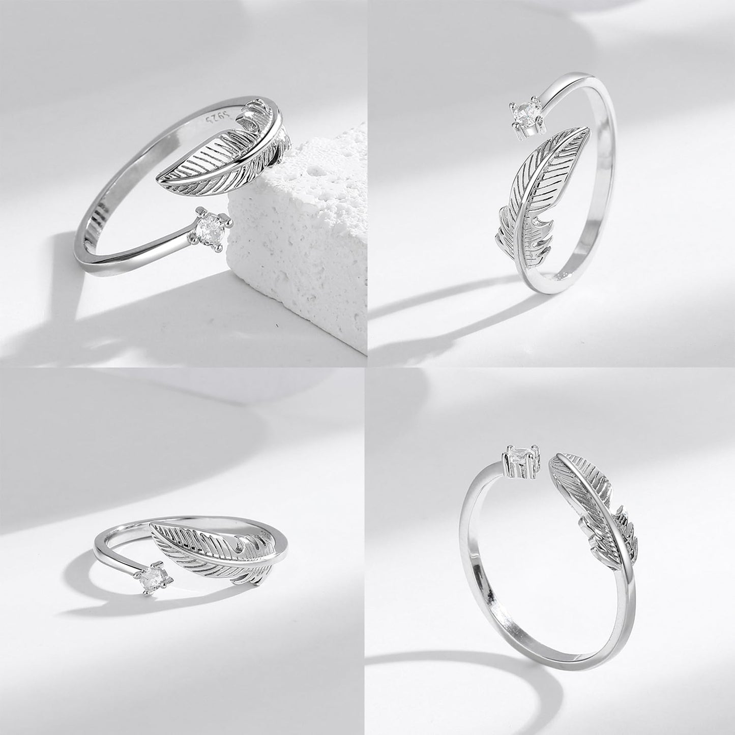 OOOPEL Sterlingsilber Verstellbarer Ring S925 Silberringe für Frauen Zirkonia Twist Liebesknoten Zarter Ring Silber Minimalistischer Offener Fingerring Silber Daumen Sterlingsilberring