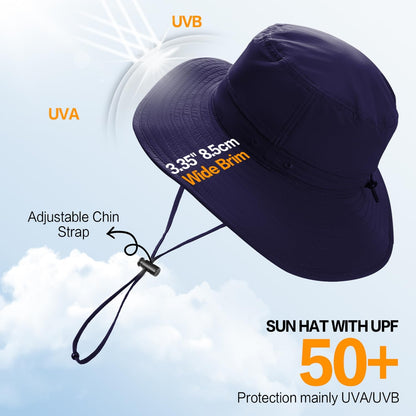 Sonnenhut für Herren und Damen UPF 50+ Schutz – Breiter Krempenhut für Outdoor-Wandern, Wasserabweisender faltbarer Hut zum Angeln