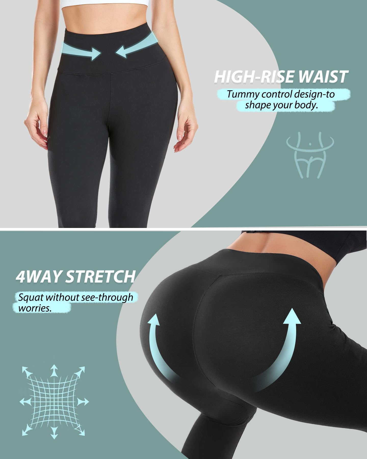 we fleece High Waisted Leggings for Women-Womens Black Workout Leggings Running Tummy Control Compression Pants