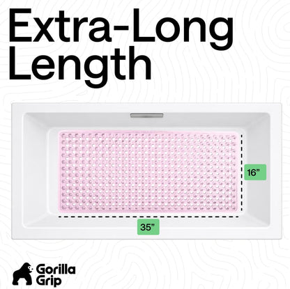 GORILLA GRIP Patentierte Badewannen-Duschmatte, Maschinenwaschbare Badewannenbodenmatte, Saugnäpfe und Abflusslöcher für saubere Wannen, Badezimmer-Essentials, 89x41 cm, Transparent